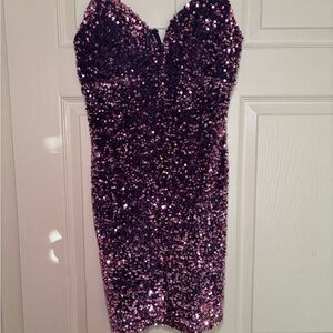 Crystal Doll Violet Sequin Dress